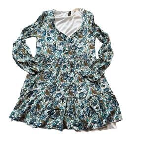 Altar'd State Long sleeve, mini, flowy dress, size small, V neck